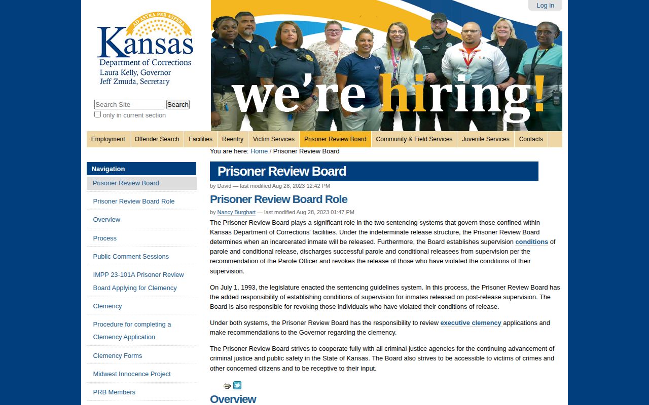 Kansas Prisoner Review Board post-release supervision process